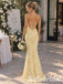 Soft Yellow 3D Floral Lace Spaghetti Strap Corset Mermaid Wedding Dress, PD1333