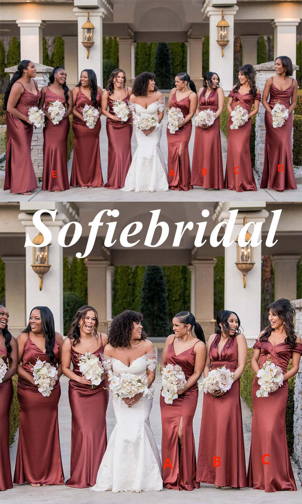Mismatched Soft Satin Mermaid Floor Length Bridesmaid Dresses, SFWG00561