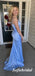 Sexy Soft Satin Spaghetti Straps V-Neck Sleeveless Mermaid Long Dress Prom Dress With Split, PD01122