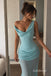 Mint Green One Shoulder Draped Chiffon Mermaid Dress, Cowl Neck Floor Length Formal Gown,PD13902