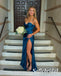 Sexy Soft Satin Spaghetti Straps Sleeveless Side Slit Mermaid Floor Length Prom Dress, PD01041