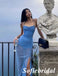 Sexy Blue Chiffon Spaghetti Straps Sleeveless Side Slit Mermaid Floor Length Prom Dress, PD01047