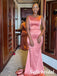 Elegant Soft Satin Bateau Spaghetti Straps Sleeveless Mermaid Floor Length Bridesmaid Dresses, SFWG00515