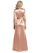 Elegant Soft Satin Half Sleeves Floor-Length Side Slit Mermaid Mother Of The Bride Dresses, SFM004