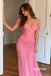 Off Shoulder Draped Pink Chiffon Mermaid Formal Evening Gown, PD13968