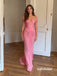 Off Shoulder Draped Pink Chiffon Mermaid Formal Evening Gown, PD13968