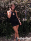 Sexy Black Soft Satin Halter Sleeveless Sheath Mini Dresses/ Homecoming Dresses, HD0287