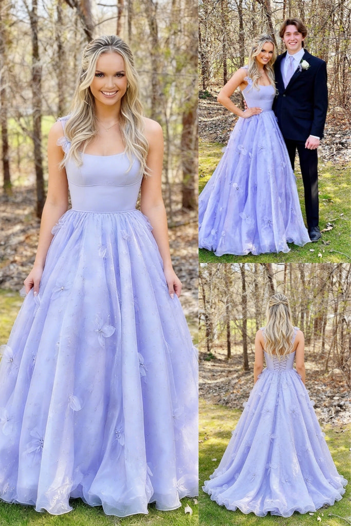 Elegant Satin Top Spaghetti Straps Sleeveless Tulle Bottom A-Line Maxi Prom Dress/Graduation Dresses, PD01183