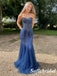 Sexy Tulle And Satin Sweetheart V-Neck Mermaid Long Prom Dresses With Sequin, PD0933