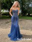 Sexy Tulle And Satin Sweetheart V-Neck Mermaid Long Prom Dresses With Sequin, PD0933
