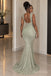 The Sage Blossom | Hand-Beaded Floral Appliqué Mermaid Gown — Deep V-Neck Floor-Length Evening Dress,PD1370