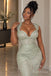 The Sage Blossom | Hand-Beaded Floral Appliqué Mermaid Gown — Deep V-Neck Floor-Length Evening Dress,PD1370