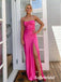 Sexy Soft Satin Spaghetti Straps Sleeveless Side Slit Mermaid Maxi Prom Dress, PD01144