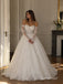 Off-the-Shoulder Floral Lace Wedding Dress, Corset Bodice Floor Length A-Line Bridal Gown,SFWD0123