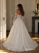 Off-the-Shoulder Floral Lace Wedding Dress, Corset Bodice Floor Length A-Line Bridal Gown,SFWD0123