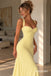 Pale Yellow Sweetheart Wide Strap Chiffon A-Line Dress, Flared Floor Length Formal Gown, PD13913