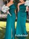 Sexy Soft Satin One Shoulder Side Slit Mermaid Floor Length Bridesmaid Dresses With Trailing ,SFWG00504
