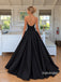 Black Strapless Tube Top A-Line Satin Gown, Simple Minimalist Formal Prom Dress, PD13949