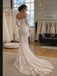 Off Shoulder Long Sleeve Lace Mermaid Wedding Dress, Low Back Sheer Lace Bridal Gown, SFWD0138