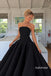 Black Strapless Tube Top A-Line Satin Gown, Simple Minimalist Formal Prom Dress, PD13949