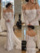 Off Shoulder Long Sleeve Lace Mermaid Wedding Dress, Low Back Sheer Lace Bridal Gown, SFWD0138