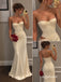 Cream Ivory Strapless Corset Satin Mermaid Dress, Waist Cutout Floor Length Formal Gown,PD13916