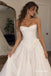 Strapless Lace Tulle Wedding Dress, Corset Bodice Floor Length A-Line Bridal Gown,SFWD0124