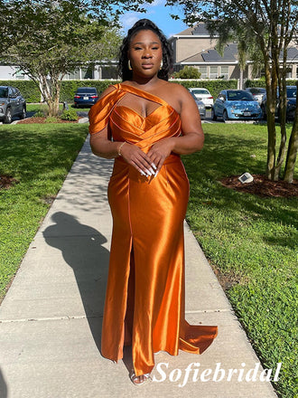 Sexy Soft Satin Spaghetti Straps V-Neck Sleeveless Side Slit Mermaid Floor Length Bridesmaid Dresses, SFWG00604 Sexy Soft Satin Spaghetti Straps V-Neck Sleeveless Side Slit Mermaid Floor Length Bridesmaid Dresses, SFWG00604