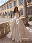 Strapless Satin Corset Wedding Dress, Dramatic Oversized Bow Lace Skirt Bridal Gown, SFWD0145