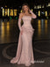 Strapless Lace Mermaid Evening Dress, Detachable Long Lace Sleeves With Draped Satin Sash Formal Gown, PD13957
