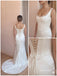 Square Neck Strap Satin Mermaid Wedding Gown, Corset Fitted Bridal Dress,SFWD0126
