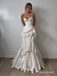 Sweetheart Spaghetti Strap Lace Mermaid Wedding Dress, Ruffled Tiered Skirt Floor Length Bridal Gown,SFWD0118