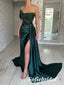 Sexy Soft Satin Sweetheart Sleeveless Side-Slit Mermaid Long Prom Dresses With Applique, PD0958