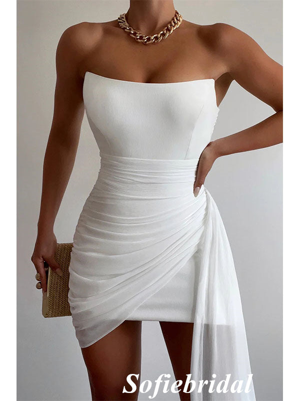 Sexy White Chiffon Sweetheart Sleeveless Short Prom Dresses/Homecoming Dresses,HD0222