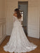 Off Shoulder Sweetheart Lace Corset Ballgown Wedding Dress, Full Sheer Long Lace Sleeve Bridal Gown, SFWD0146