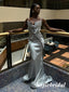 Sexy Soft Satin Spaghetti Straps Sleeveless Memmaid Floor Length Prom Dress, PD01070