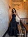 Black Strapless Bow Satin Ball Gown, Pleated Formal Evening Prom Dress, PD13930