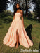 Peach Strapless Ruched Tiered A-Line Prom Dress Long Formal Evening Gown, PD01281