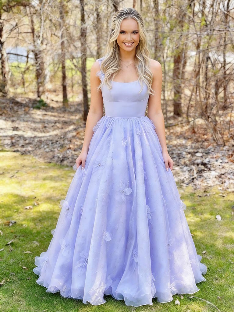 Elegant Satin Top Spaghetti Straps Sleeveless Tulle Bottom A-Line Maxi Prom Dress/Graduation Dresses, PD01183