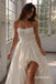 Strapless Sweetheart Corset Satin A-Line Wedding Dress, High Slit Bridal Gown, SFWD0139
