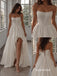 Strapless Sweetheart Corset Satin A-Line Wedding Dress, High Slit Bridal Gown, SFWD0139