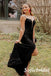 Sexy Black Sequin Lace Up Back Side Slit Mermaid Long Prom Dresses, PD0973