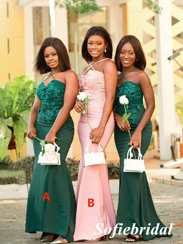 Sexy Dark Green And Pink Soft Satin Lace Beading V-Neck Sleeveless Mer SofieBridal Sexy Dark Green And Pink Soft Satin Lace Beading V-Neck Sleeveless Mer SofieBridal