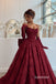 Strapless Sweetheart Lace A-Line Evening Dress, Corset Bodice With Matching Gloves Burgundy Formal Gown, PD13959