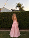 Blush Halter Deep V Satin Ball Gown, A-Line Formal Prom Evening Dress, PD13933
