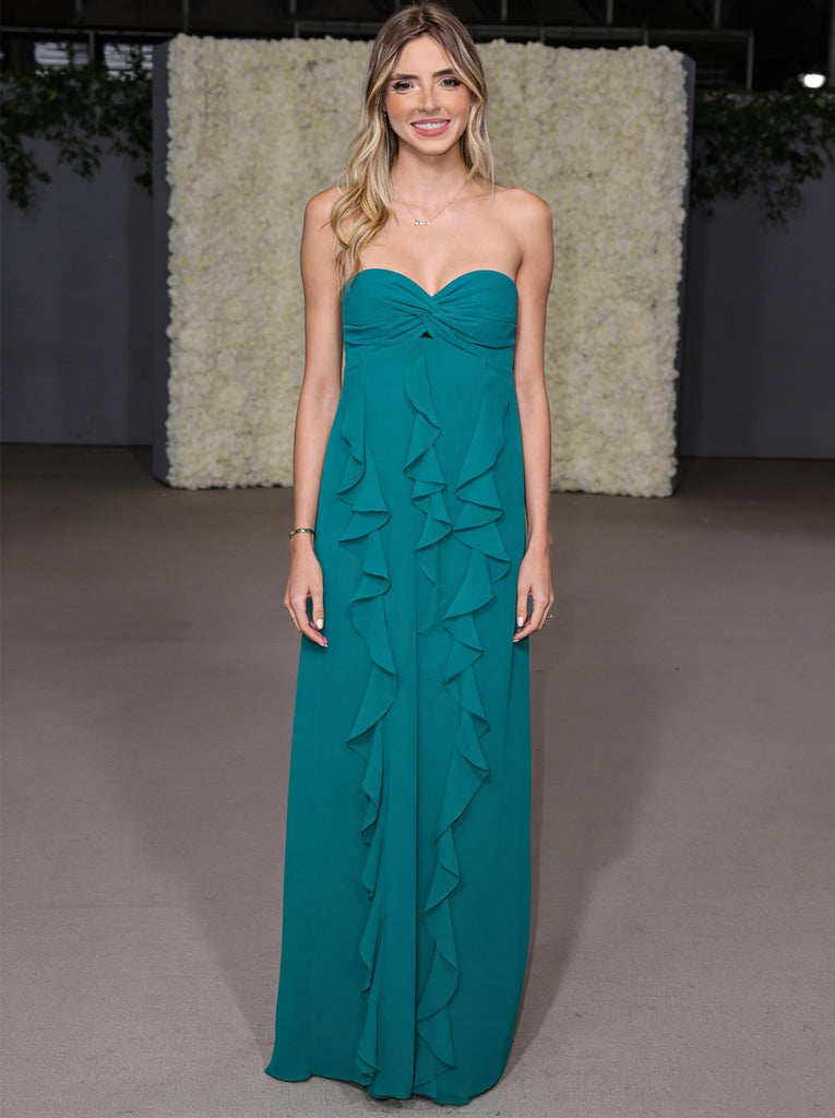 Sexy Chiffon Sweeteart Sleeveless Ruffle A-Line Maxi prom Dress, PD01163