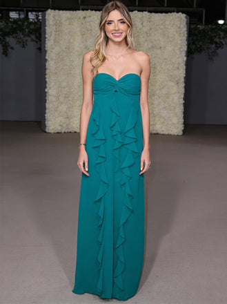 Sexy Chiffon Sweeteart Sleeveless Ruffle A-Line Maxi prom Dress, PD01163