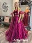 Sexy Special Fabric Sweetheart Side-Slit A-Line Long Prom Dresses, PD0960