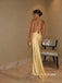 Halter Neck Satin Midi Evening Dress, Backless Slip Champagne Formal Gown, PD13961