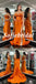 Sexy Orange Soft Satin Sweetheart Side Slit Mermaid Long Prom Dresses, PD0948